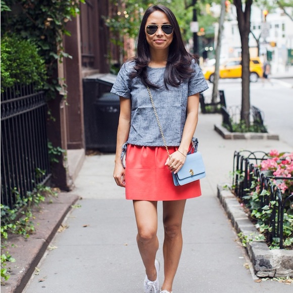 Madewell chambray cropped side tie shirt XS - Picture 3 of 6